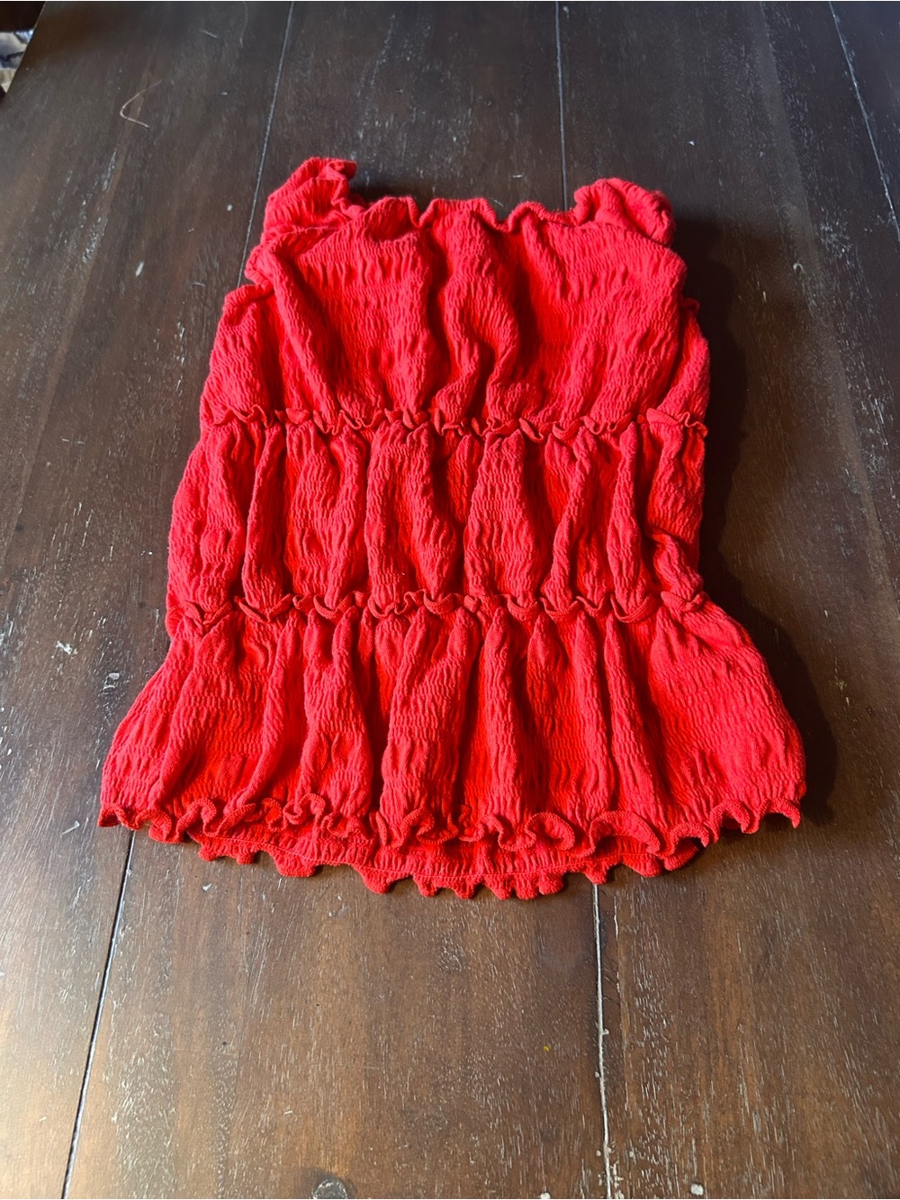 J. Crew Girls Red Smocked Ruffle Tank Top